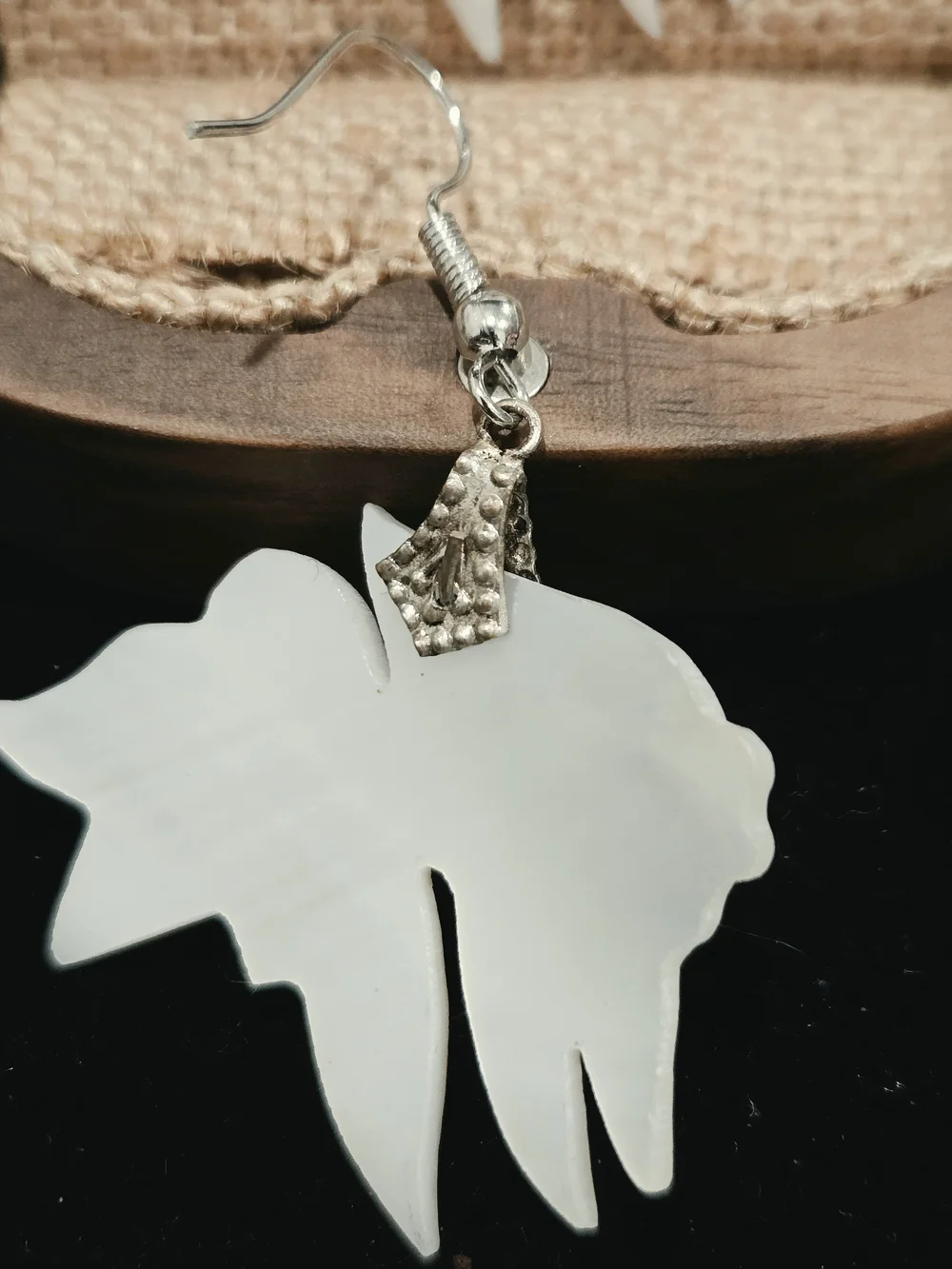 Mother-of-Pearl Fish Dangle Earrings - Iridescent White